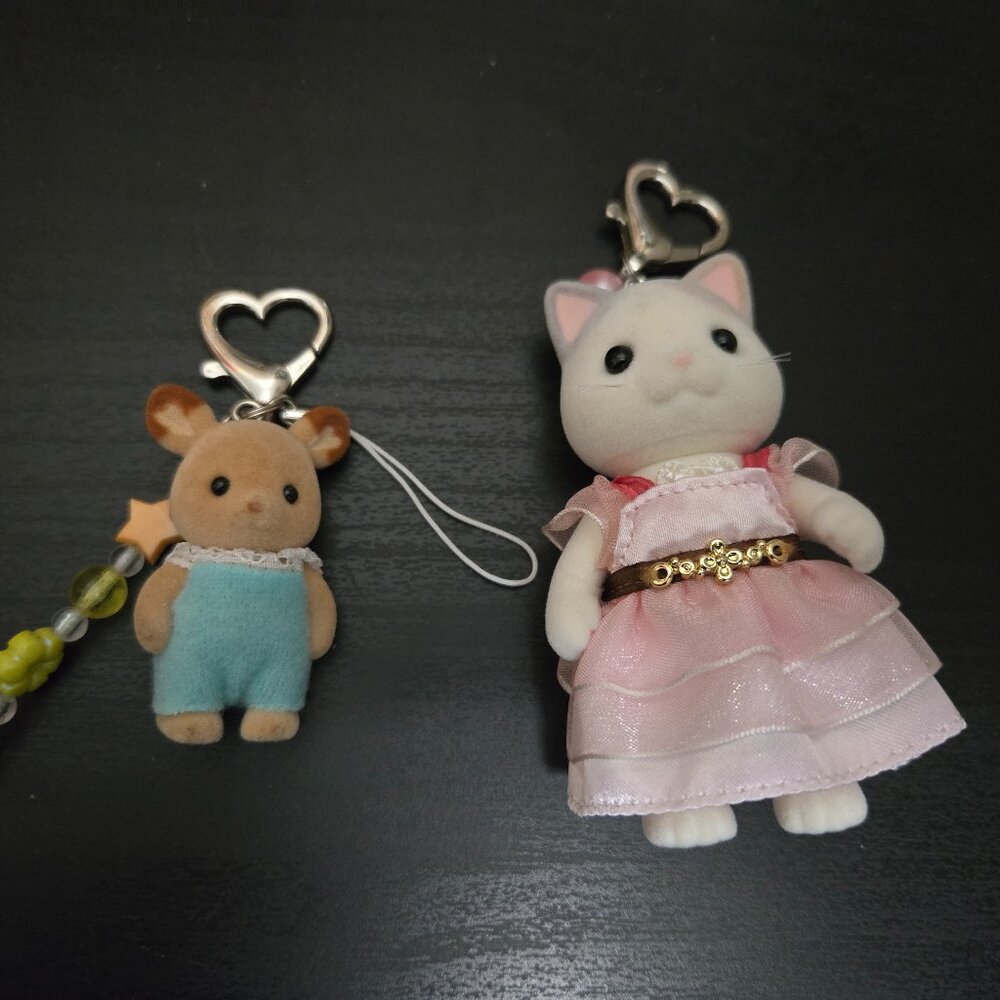Calico Critters Handmade Cat and Baby Deer Keychain